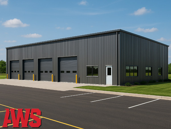 Commercial steel building with four doors by contractors in College Station